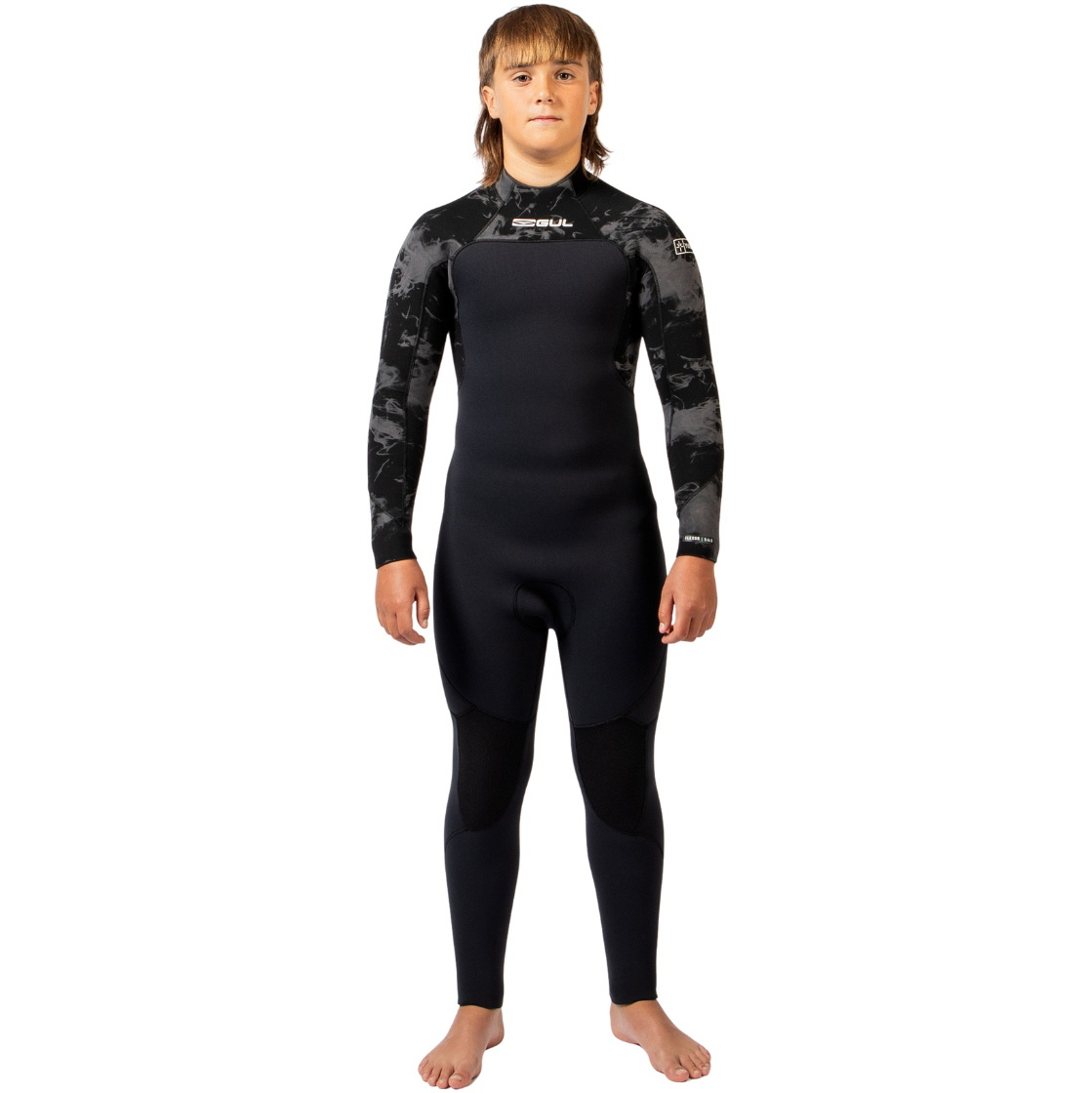 2026 Gul Junior Yulex Flexor 5/4/3mm Back Zip Neopreno FX1230-BKSM - Black / Smoke